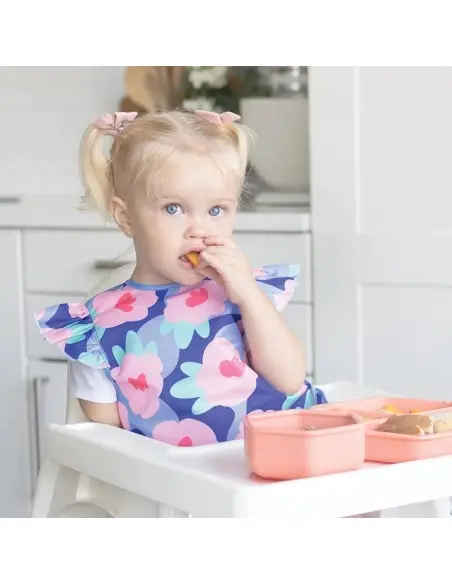 Mess-proof ruffle bib - Blue floral Tiny Twinkle from 6 months — photo 2