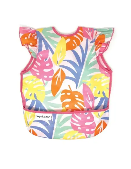 Ruffled bib Mess-proof - Pink Palm Tiny Twinkle 6m+