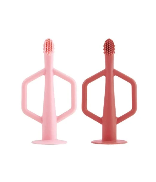2 silicone training toothbrushes Pink / Burgundy Tiny Twinkle