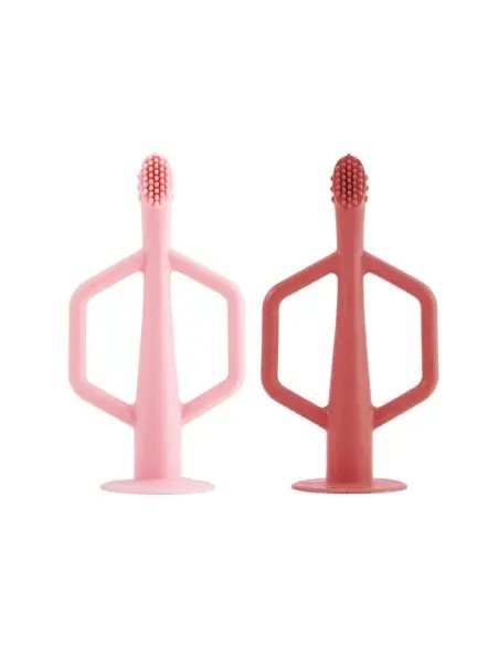 2 silicone training toothbrushes Pink / Burgundy Tiny Twinkle