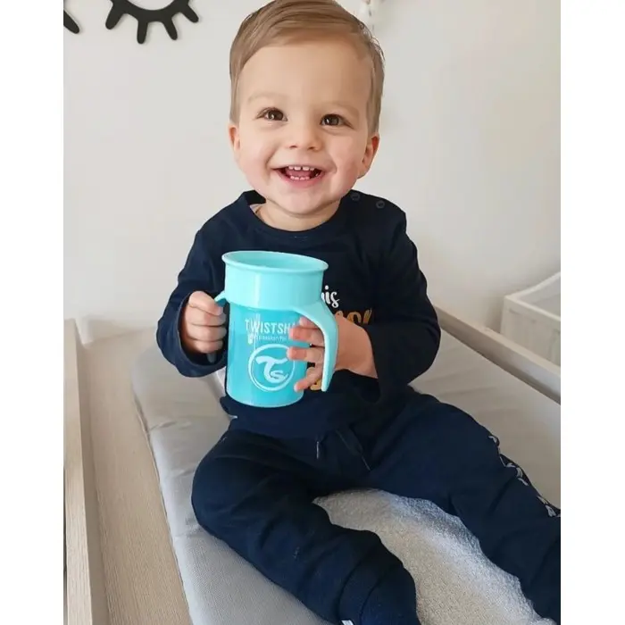 Tasse 360° Twistshake Anti-fuites 230ml 6m+ Bleu Vaisselle bébé