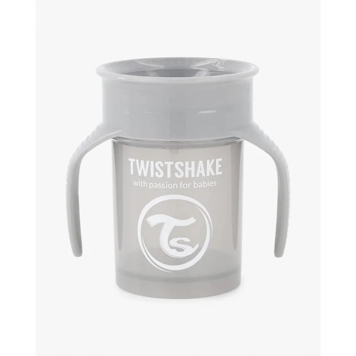 Tasse 360° Twistshake Anti-fuites 230ml 6m+ Gris Vaisselle bébé