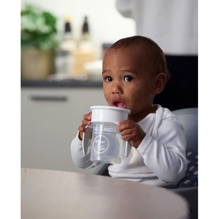 Tasse 360° Twistshake Anti-fuites 230ml 6m+ Blanc Vaisselle