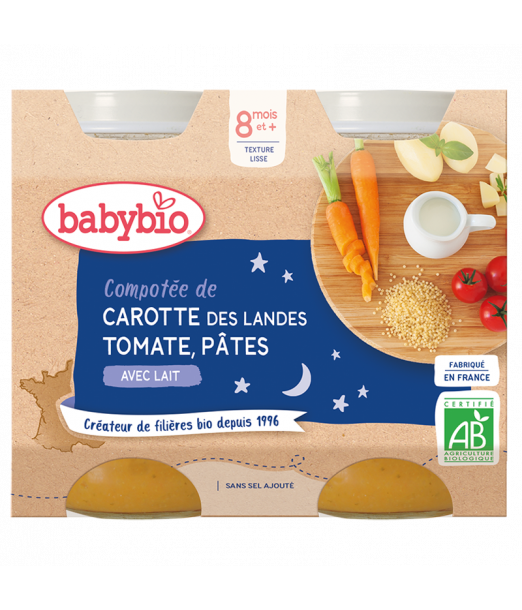Babybio Carotte des Landes Tomate & Pâtes 2x200g 8m+