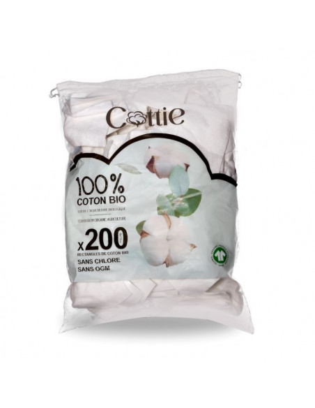 Coton Pads Bio Cottie 200 Unités Accessoires de toilette - 