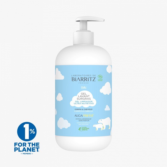 Biarritz Gel Lavant Surgras Certifié BIO 500ml Cheveux & Corps 