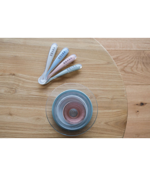 Lot de 4 cuillères 1er âge silicone Eucalyptus Béaba Vaisselle 2
