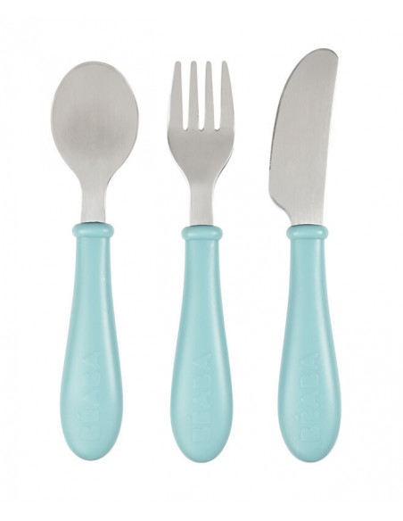 Béaba Set 3 Couverts Inox Airy Green dans Vaisselle bébé chez Baby And Mom Maroc