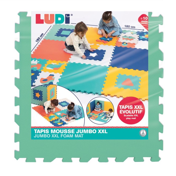 Ludi Tapis Mousse Jumbo XXL 180x180cm Tapis d'éveil - Ludi