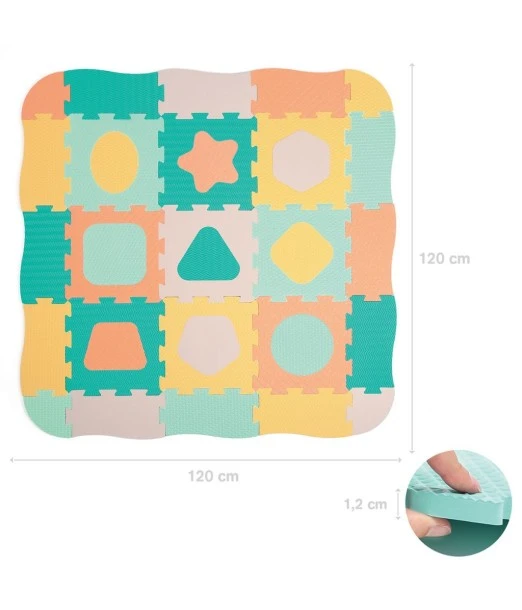 Ludi foam play mat pastel geometric tiles 120x120 cm 2