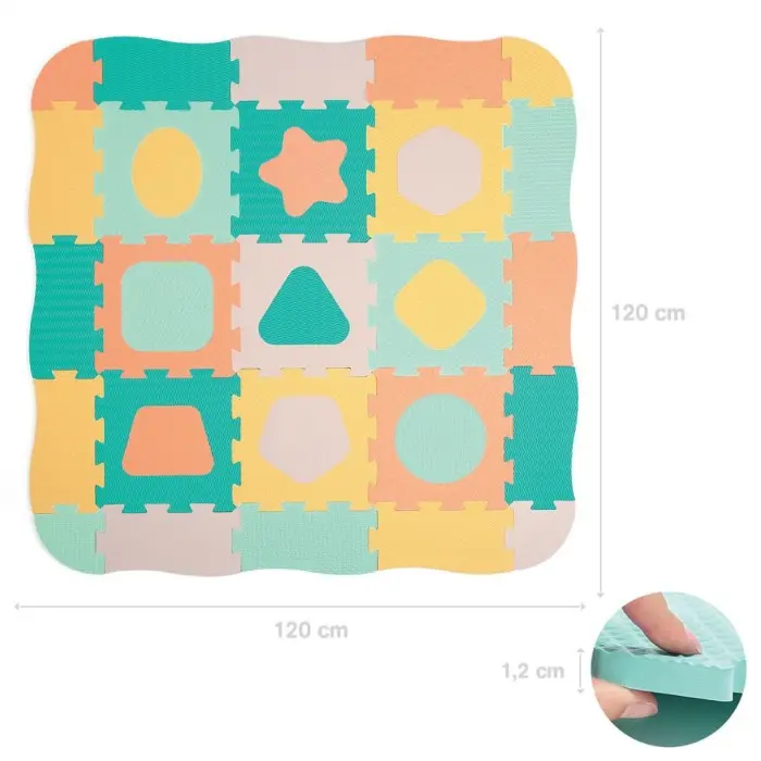 Ludi Tapis dalles géométrique pastel 120x120cm Tapis d'éveil -