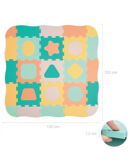 Ludi Tapis dalles géométrique pastel 120x120cm Tapis d'éveil -
