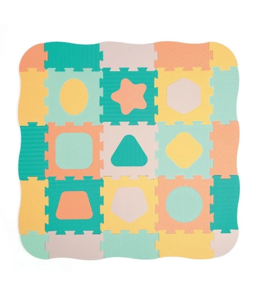 Ludi foam play mat pastel geometric tiles 120x120 cm