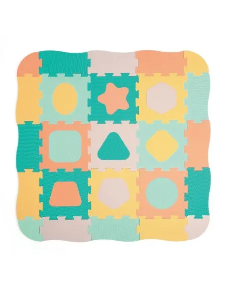 Ludi foam play mat pastel geometric tiles 120x120 cm