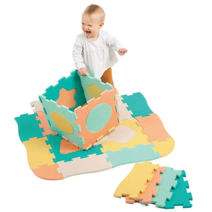 Ludi Tapis dalles géométrique pastel 120x120cm Tapis d'éveil -