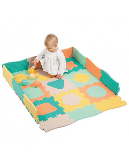 Ludi Tapis dalles géométrique pastel 120x120cm Tapis d'éveil -