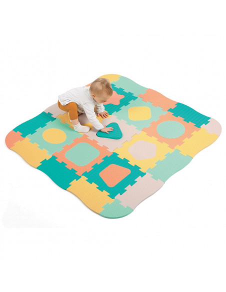 Ludi Tapis dalles géométrique pastel 120x120cm Tapis d'éveil -