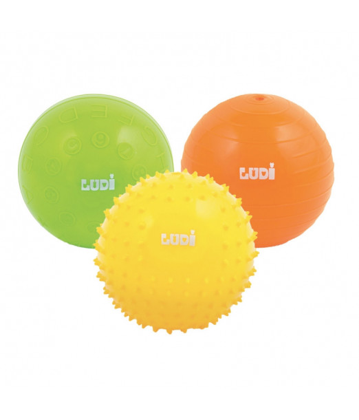 Ludi 3 Balles Sensorielles Jaune Vert Orange 6m+ Jouet - Ludi