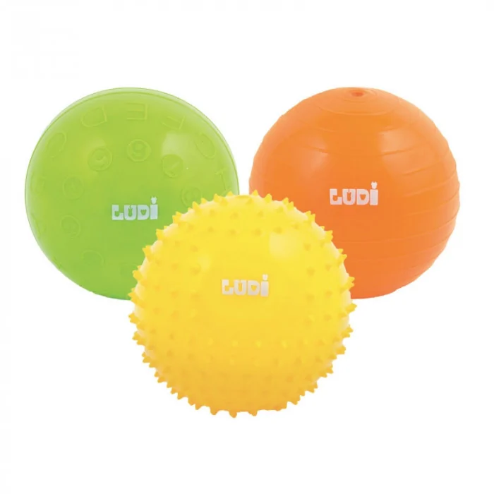 Ludi 3 Balles Sensorielles Jaune Vert Orange 6m+ Jouet - Ludi