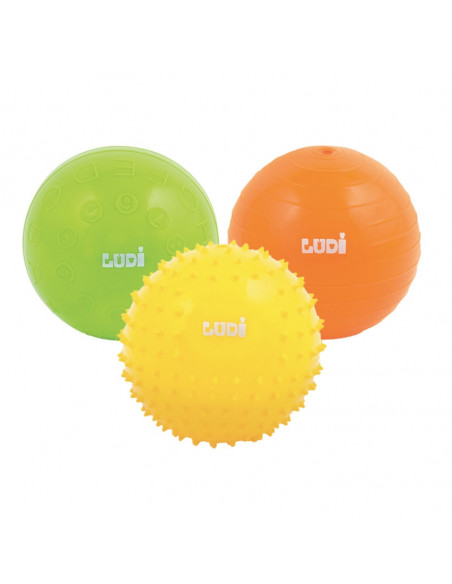 Ludi 3 Balles Sensorielles Jaune Vert Orange 6m+ Jouet - Ludi