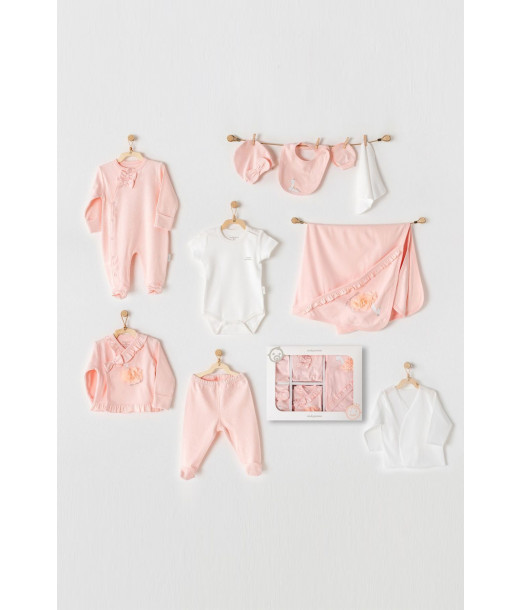 Coffret naissance 100% coton 10 pièces Flamant Rose Coffret