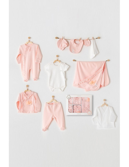 Coffret naissance 100% coton 10 pièces Flamant Rose Coffret