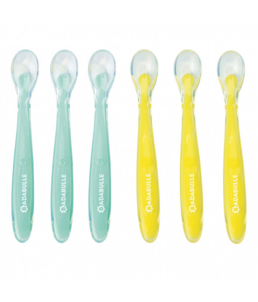 Badabulle Lot de 6 cuillères en silicone Vaisselle bébé -