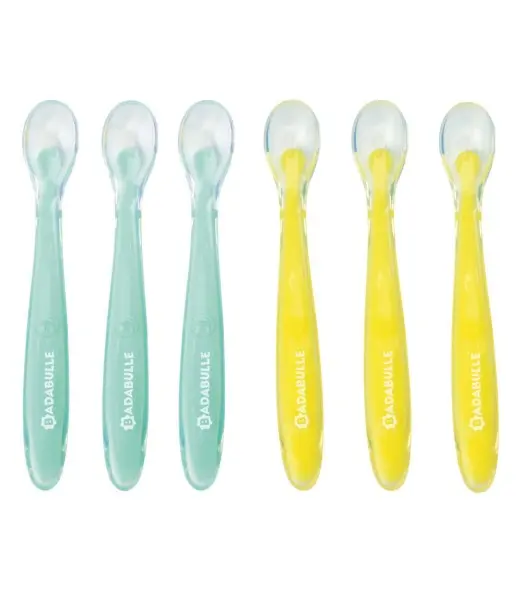 Badabulle Lot de 6 cuillères en silicone Vaisselle bébé -