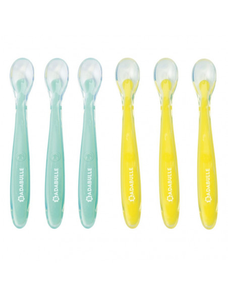 Badabulle Lot de 6 cuillères en silicone Vaisselle bébé -