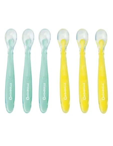 Badabulle Lot de 6 cuillères en silicone Vaisselle bébé -