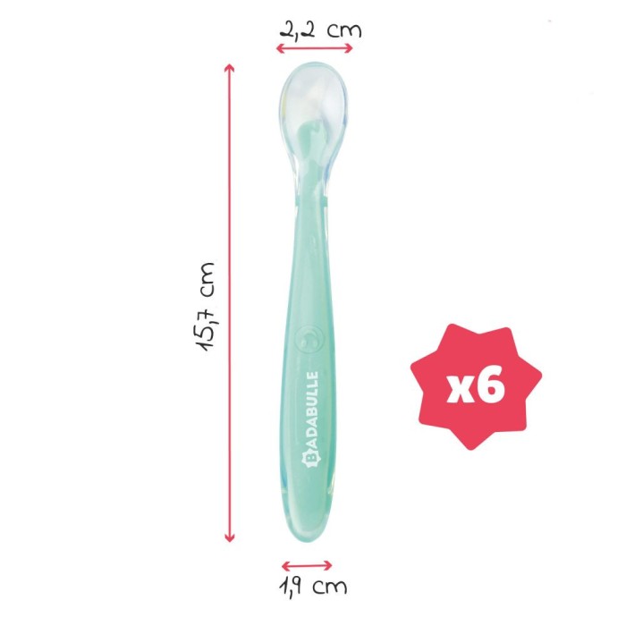 Badabulle Lot de 6 cuillères en silicone Vaisselle bébé -