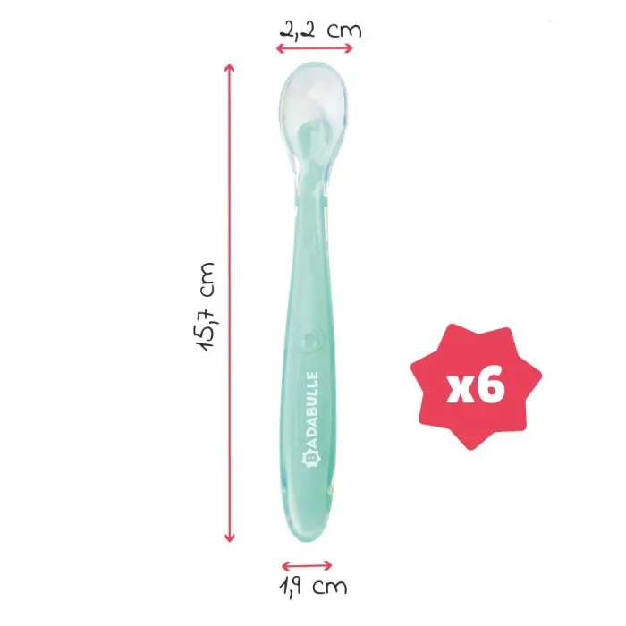 Badabulle Lot de 6 cuillères en silicone Vaisselle bébé -