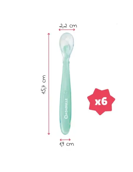 Badabulle Lot de 6 cuillères en silicone Vaisselle bébé -