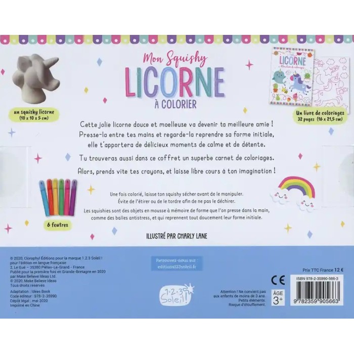 Mon squishy licorne à colorier - Livre de coloriages avec 1