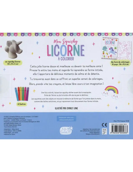 Mon squishy licorne à colorier - Livre de coloriages avec 1