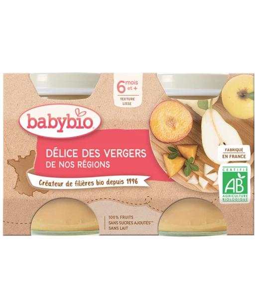 Babybio dessert apple pear peach Orchard Delights 6m+