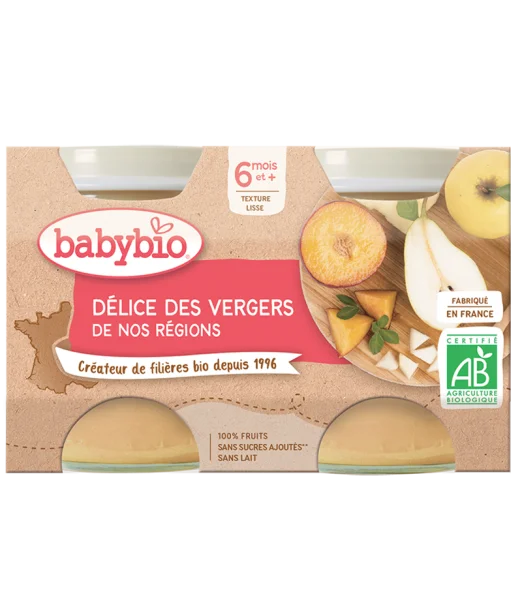 Babybio Dessert Pomme Poire Pêche Délices des Vergers 6m+