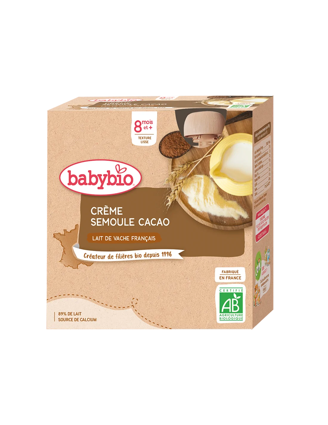 Babybio Crème Semoule Cacao 8m+ au Maroc - Baby And Mom