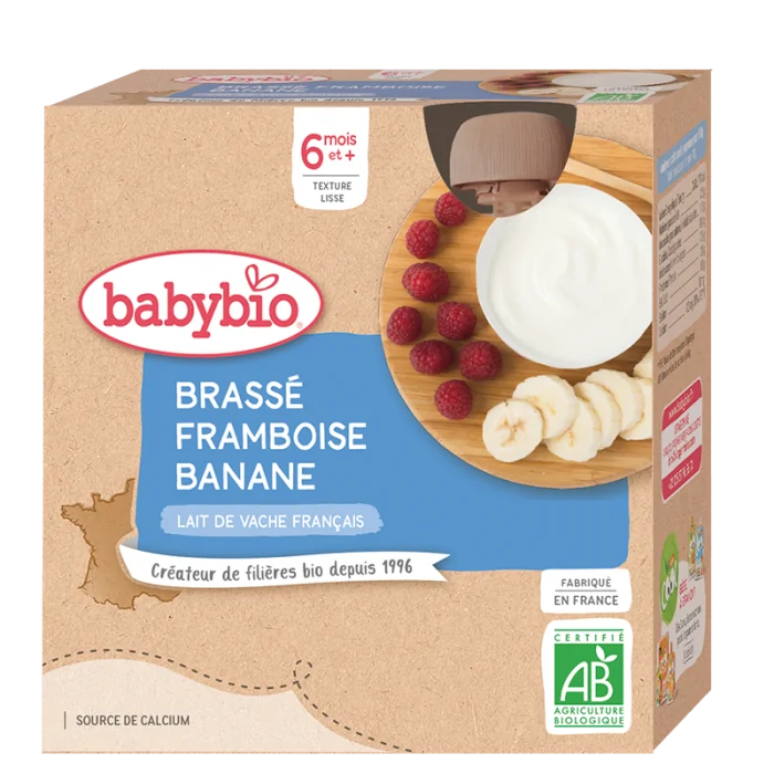 Babybio Brassé Framboise Banane 6m+ Céréales & Compotes -