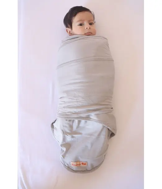 Couverture d'emmaillotage + Bonnet Gris NV