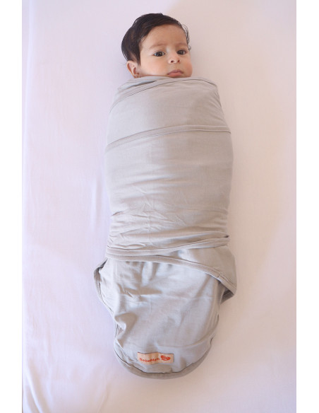 Couverture d'emmaillotage + Bonnet Gris NV