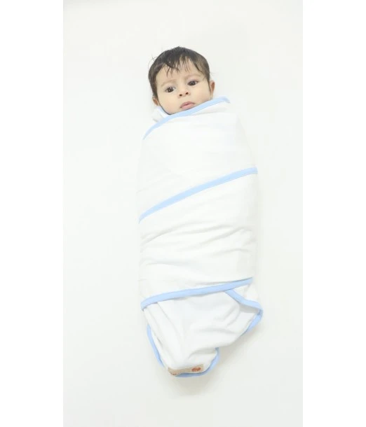 Swaddling blanket - White/Blue