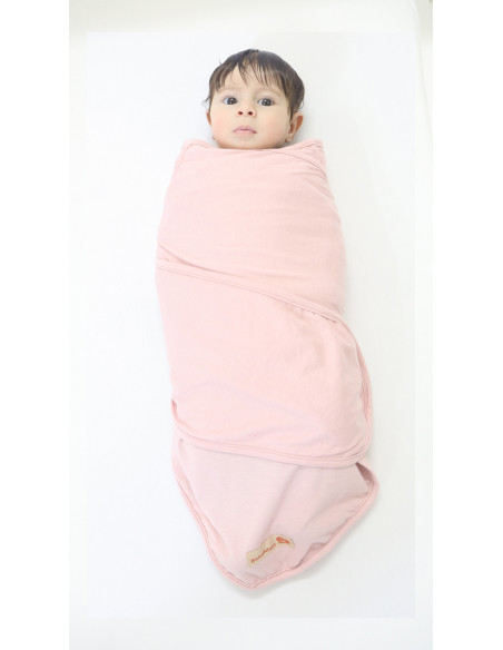 Couverture d'emmaillotage + Bonnet Rose NV