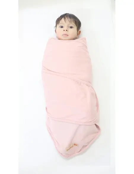 Couverture d'emmaillotage + Bonnet Rose NV