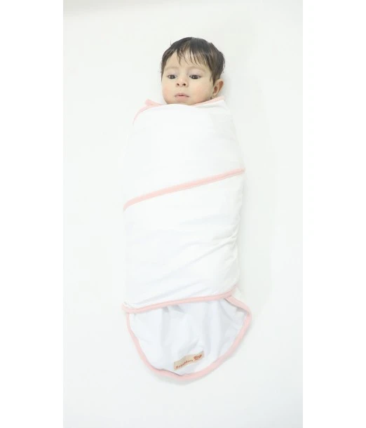 Swaddling blanket - White/Pink