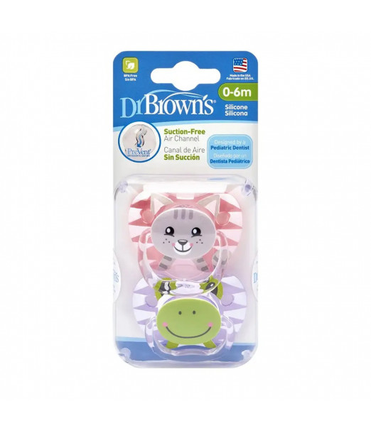 Dr. Brown’s Sucette 0-6m Cat & Frog Lot de 2 Sucettes - Dr