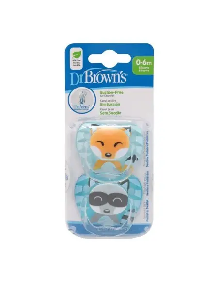 Dr Brown’s pacifier from 0 to 6 months Fox & Lemur pack of 2