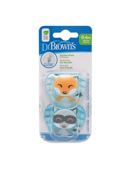 Dr. Brown’s Sucette 0-6m Fox & Lemur Lot de 2 Sucettes - Dr