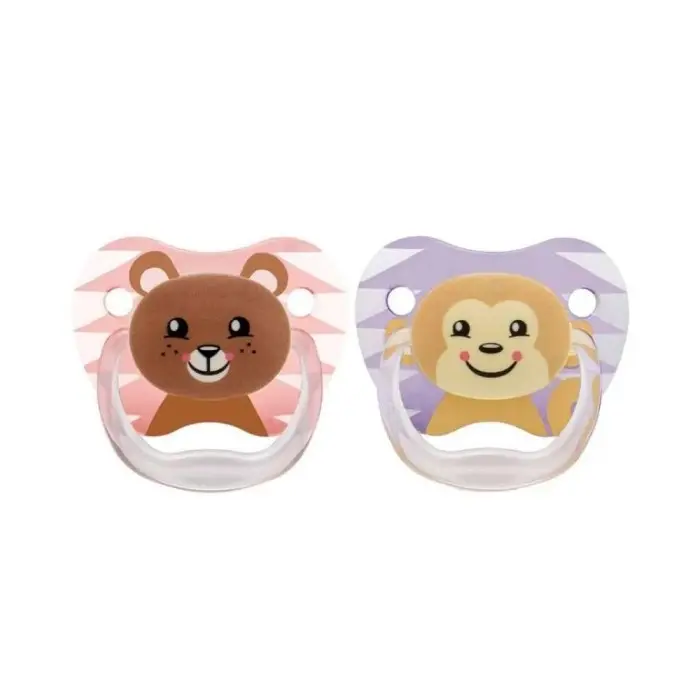 Dr. Brown’s Sucette 6-18m Bear & Monkey - Girl Lot de 2 Gel