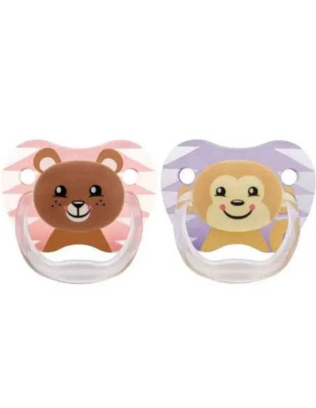 Dr. Brown’s Sucette 6-18m Bear & Monkey - Girl Lot de 2 Gel